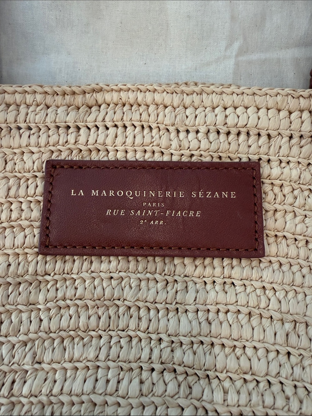 Sezane Justine Basket Bag - Straw Tote with Brown Leather Handles - Picture 2 of 12